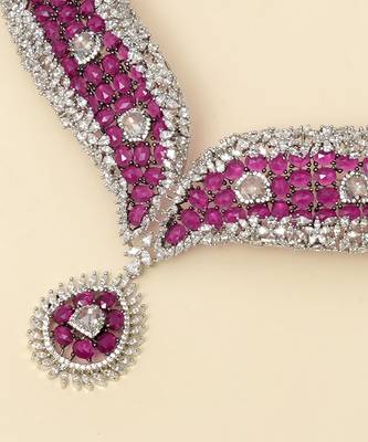 Zircon red stones necklace set 2
