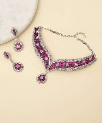 Zircon red stones necklace set 1