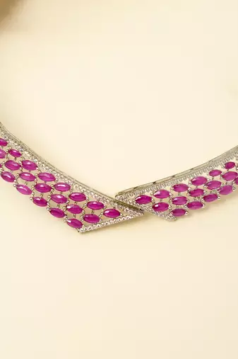 Zircon Red Stones Necklace Set