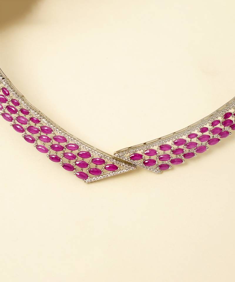 Zircon Red Stones Necklace Set