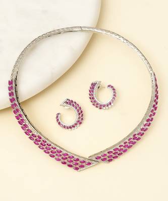 Zircon Red Stones Necklace Set 1