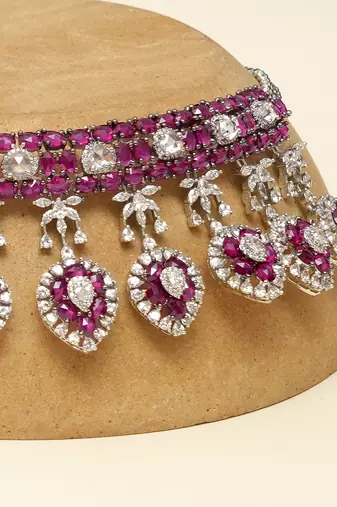 Zircon Red Stones Necklace Set