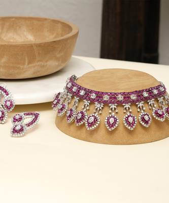 Zircon Red Stones Necklace Set 1
