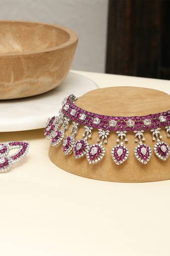 Zircon Red Stones Necklace Set