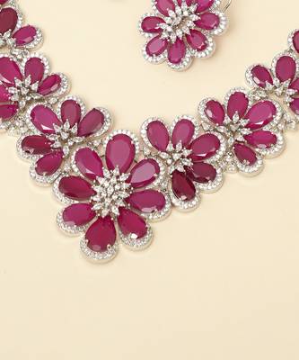 Zircon red stones necklace set 2