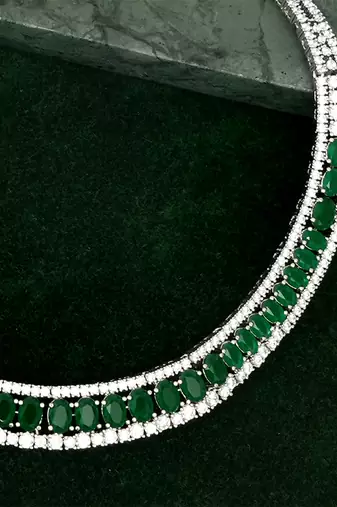 Zircon Emerald Green stones necklace set