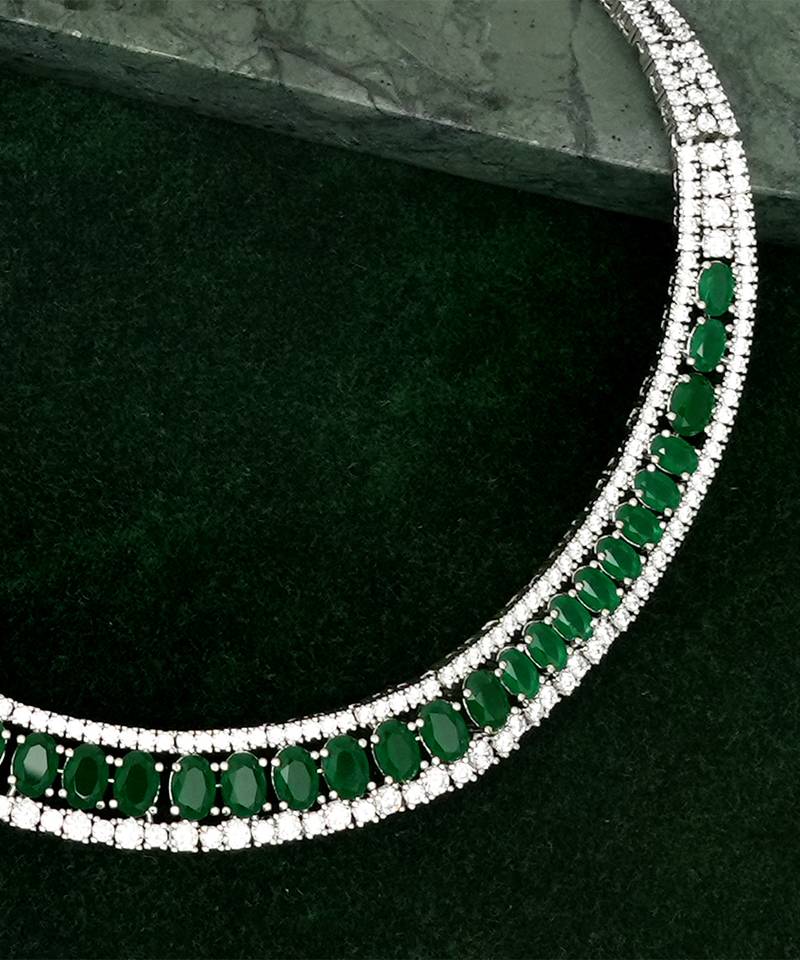 Zircon Emerald Green stones necklace set