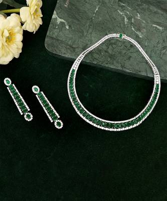 Zircon Emerald Green stones necklace set 1