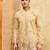 YELLOW VISCOSE SILK THREAD & SEQUINS EMBROIDERED WORK WEDDING FESTIVAL MARRIAGE PARTY WEAR STRAIGHT MENS KURTA