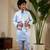 Sky blue satin thead with sequins embroidered work wedding function festival party boys straight kurta pant koti