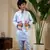 Sky blue satin thead with sequins embroidered work wedding function festival party boys straight kurta pant koti