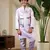 Lavender satin thead with sequins embroidered work wedding function festival party boys straight kurta pant koti
