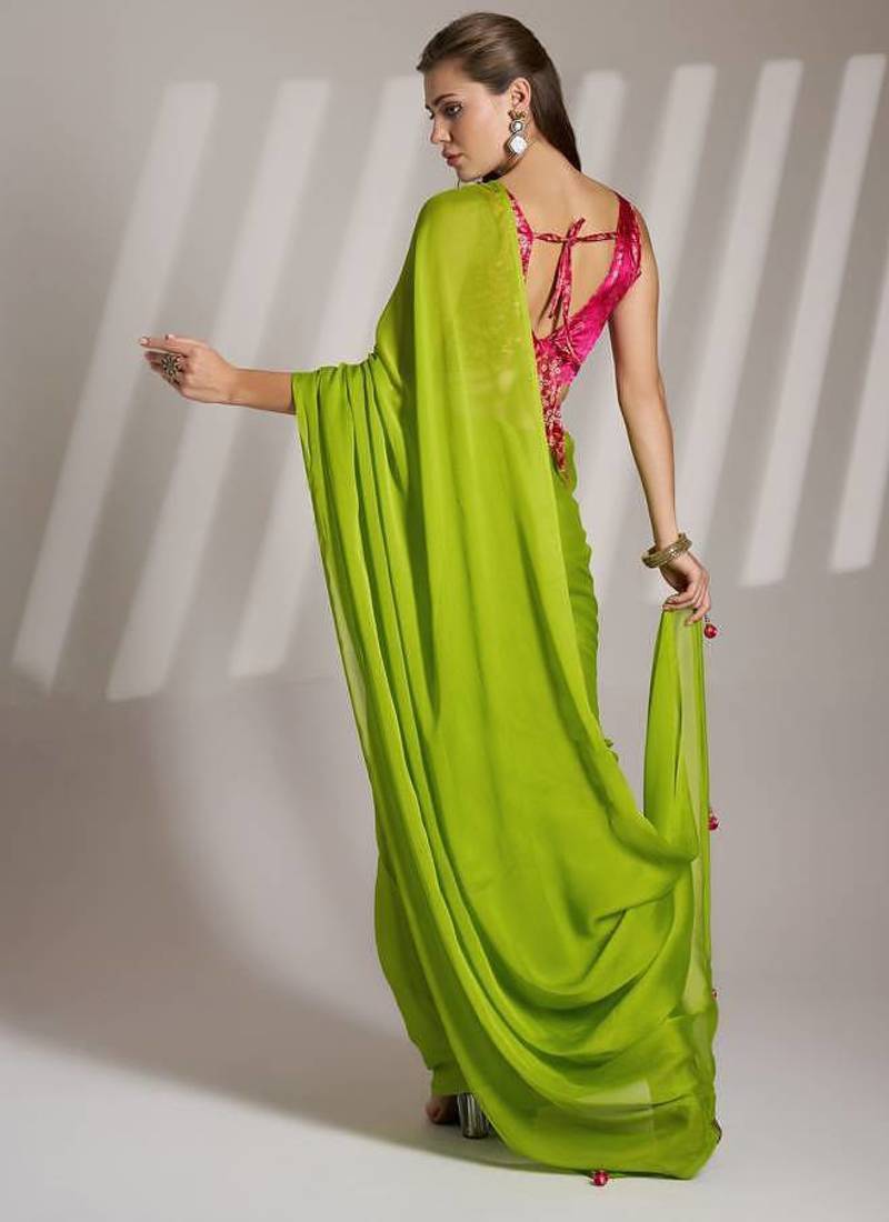 Green Partywear Chiffon Saree