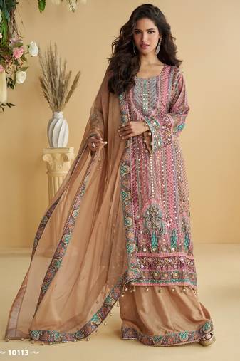 Shantoon silk dusty rose mirrored palazzo set
