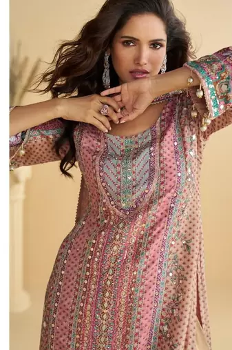 dusty rose silk blend mirrored palazzo set