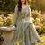 sage green silk blend floral embroidered sharara