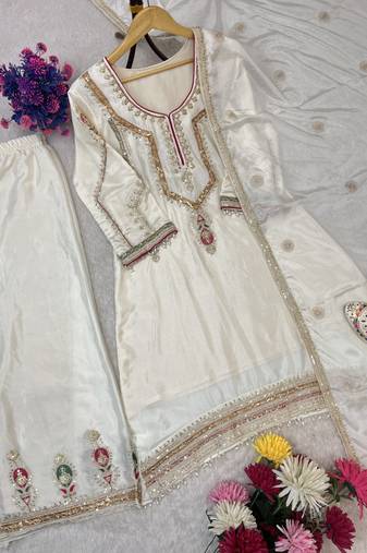 Chinon off white embellished palazzo set