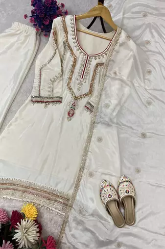Chinon off white embellished palazzo set