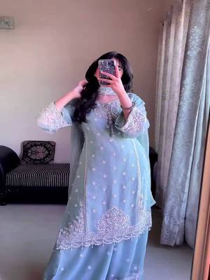 Georgette blue embroidered style suit 2