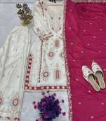 Chinon white and crimson salwar set