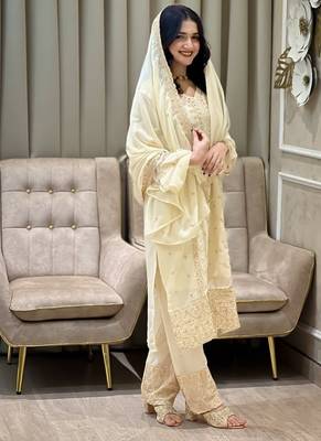 Ivory cream festive salwar kameez 1
