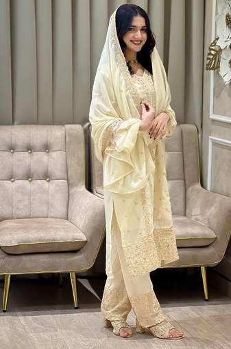 Ivory cream festive salwar kameez