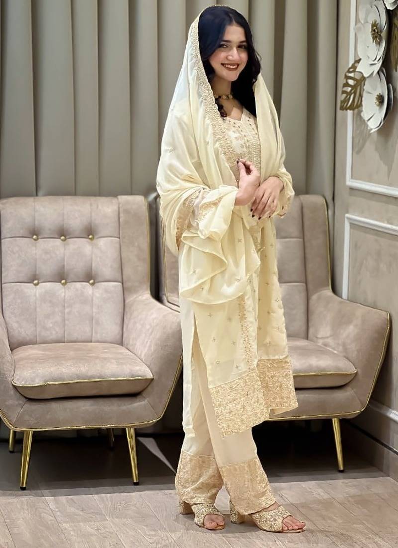 Ivory cream festive salwar kameez