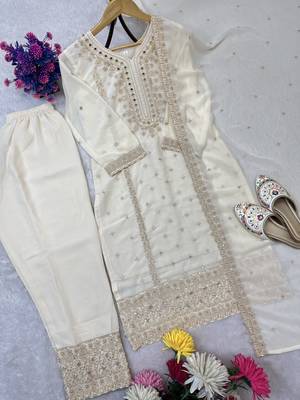 Ivory cream festive salwar kameez 2