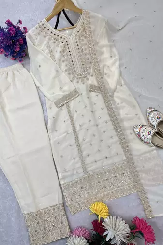 Ivory cream festive salwar kameez
