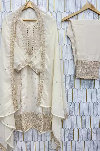 Ivory cream festive salwar kameez