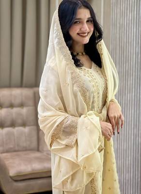 Ivory cream festive salwar kameez 4