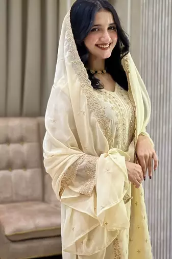 Ivory cream festive salwar kameez