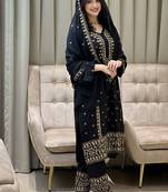 Black georgette embroidered ethnic suit