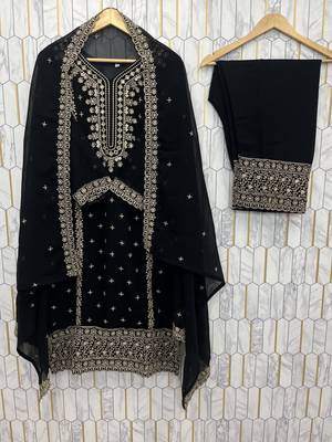 Black georgette embroidered ethnic suit 2