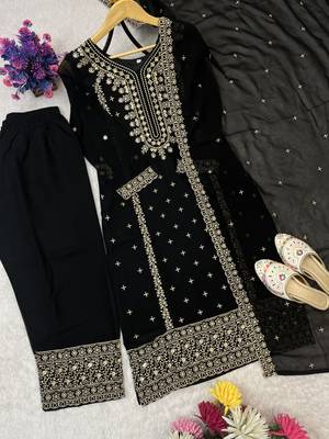 Black georgette embroidered ethnic suit 3