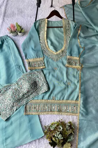 Pastel green gota patti ethnic suit
