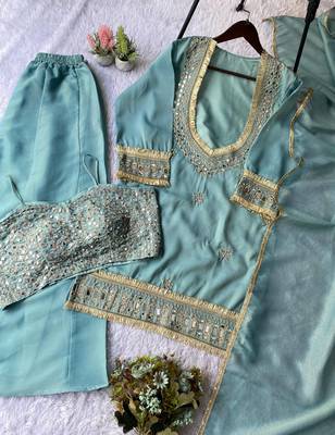 Pastel green gota patti ethnic suit 2