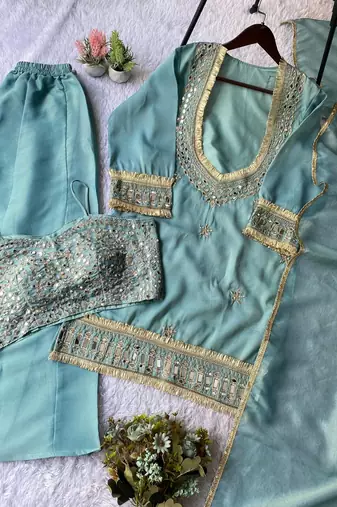 Pastel green gota patti ethnic suit