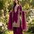 Magenta silk embroidered salwar suit