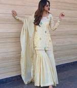 Chinon silk cream floral sharara set