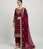 Deep maroon sequins work suit