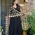 Roman silk black anarkali set with mirror work dupatta