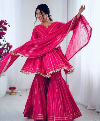 Pink embroidered  sharara set 2