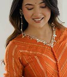 Chanderi orange tiered anarkali set