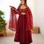 Deep red silk blend anarkali set