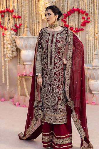Crimson red heavy bridal suit