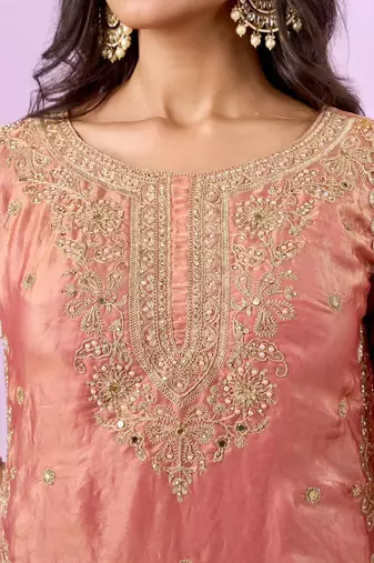 peach tissue silk palazzo set
