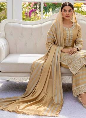 Chinon silk champagne gold striped palazzo suit 2