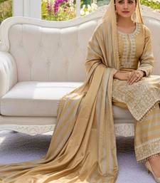 Chinon silk champagne gold striped palazzo suit
