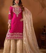 pink organza blend embroidered salwar suit